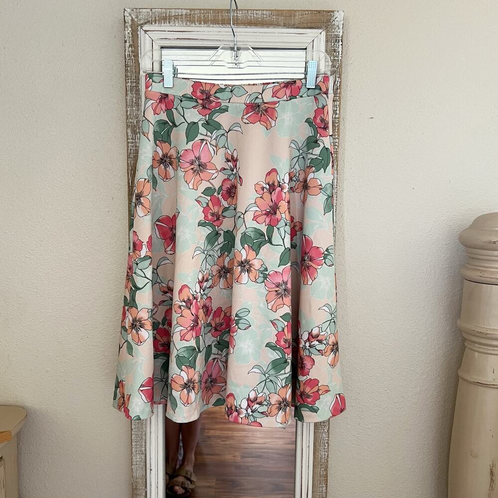 Roz & Ali Floral A-Line Skirt Small